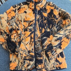 Original Use Plush Fleece Jacket in Orange and Black